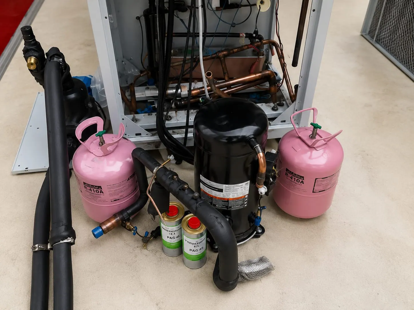 Commercial refrigeration compressor plant supporting cold room installation