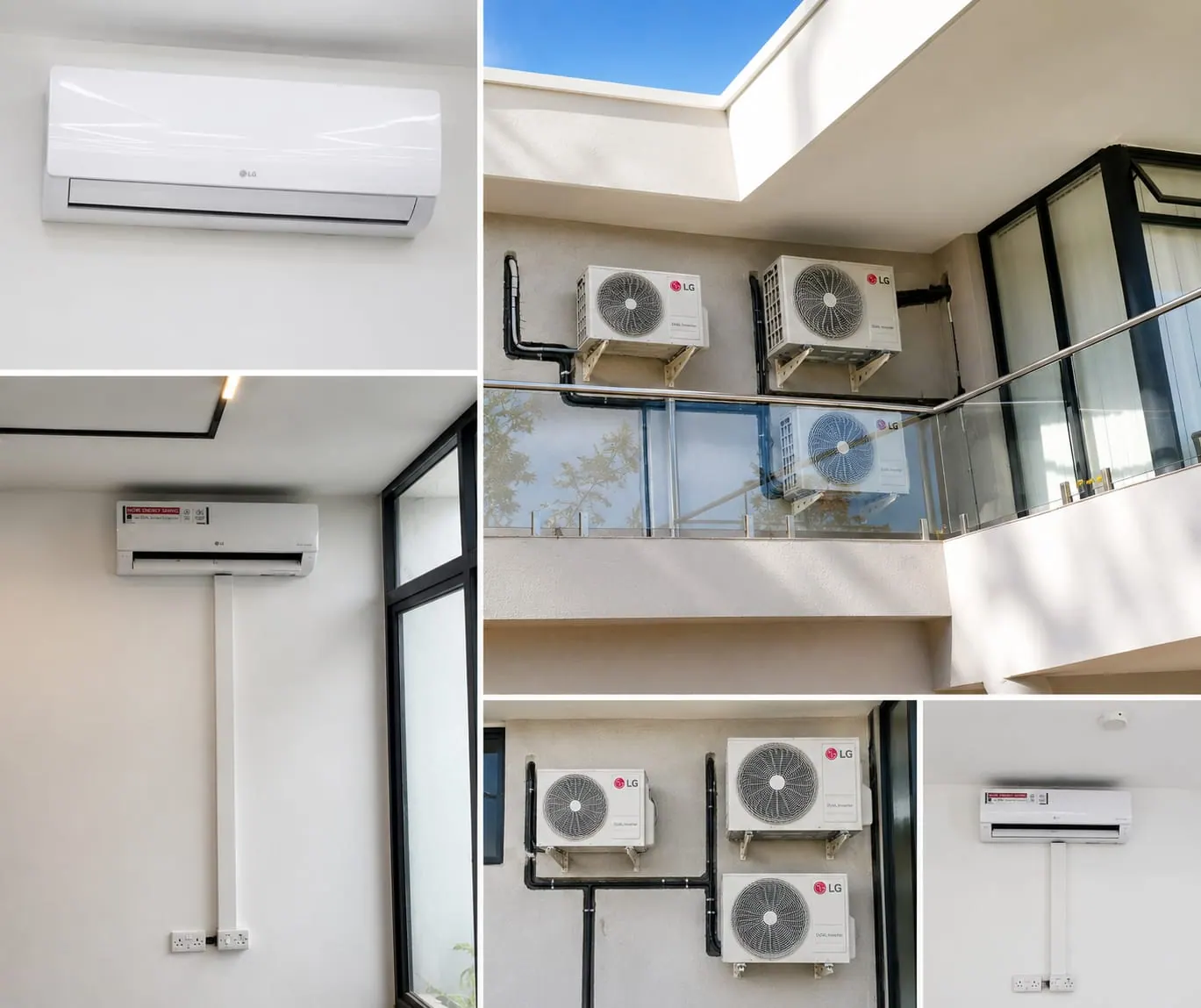 Split AC indoor unit and outdoor condenser installation at a commercial site